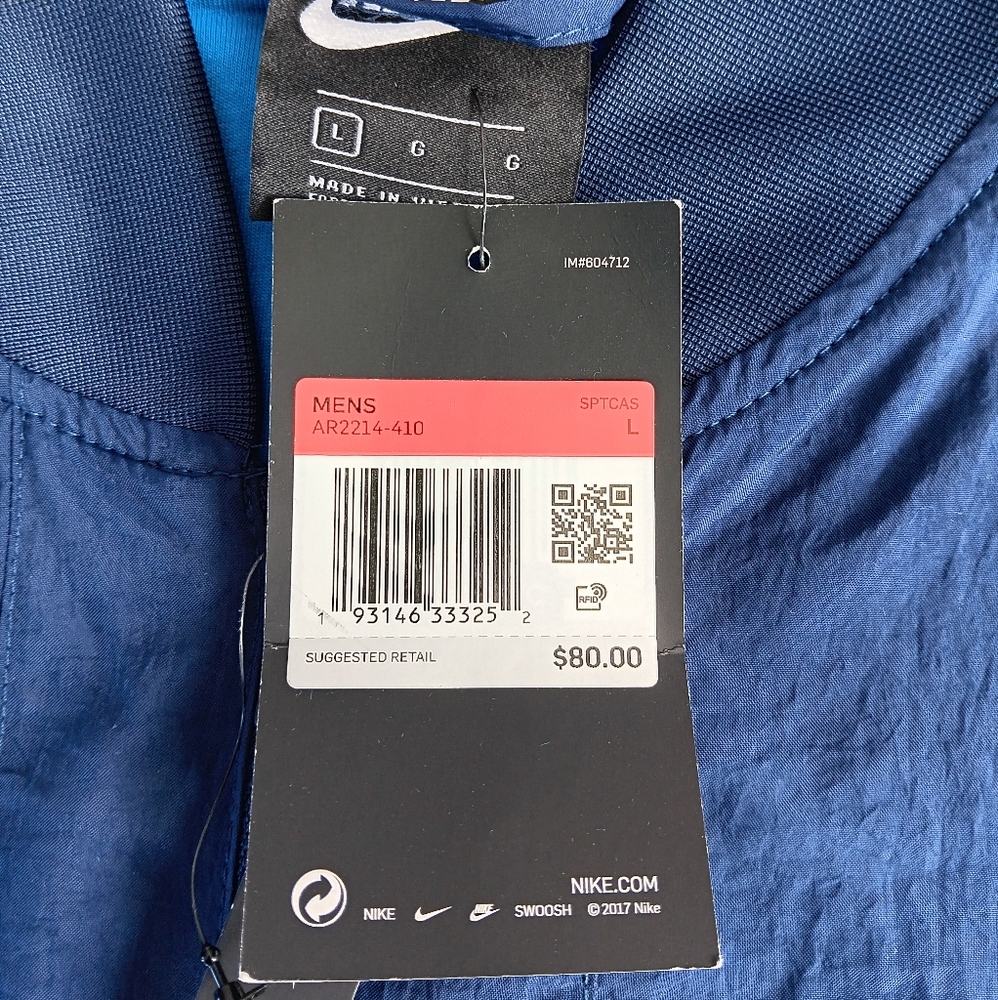 BRAND NEW Navy Nike Windbreaker Large  Jacket